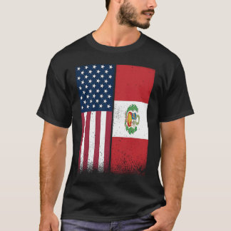 Peru  Peruvian American Flags Proud USA Peru T-Shirt
