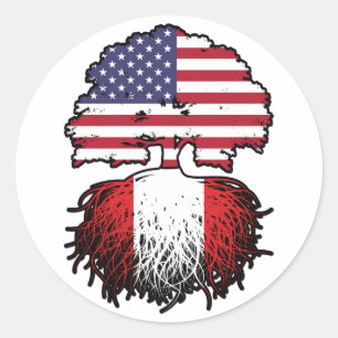 Peru Peruvian American USA Tree Roots Flag Classic Round Sticker