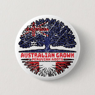 Peru Peruvian Australian Australia Tree Roots Flag 6 Cm Round Badge