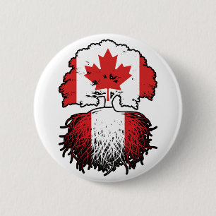 Peru Peruvian Canadian Canada Tree Roots Flag 6 Cm Round Badge