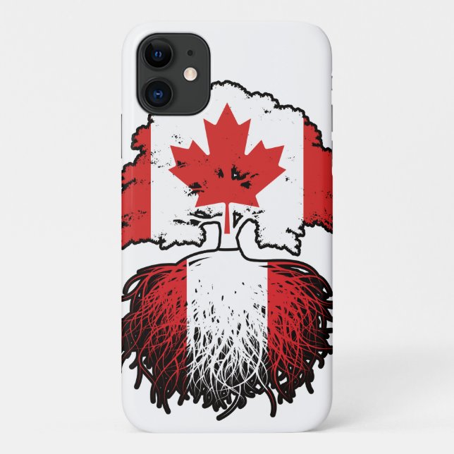 Peru Peruvian Canadian Canada Tree Roots Flag Case-Mate iPhone Case (Back)