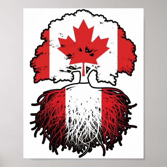 Peru Peruvian Canadian Canada Tree Roots Flag Poster (Front)