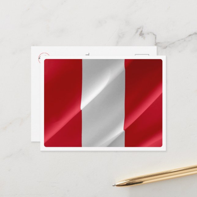 Peru - Peruvian Waving Flag - Postcard (Front/Back In Situ)