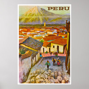 Peru Print Travel Poster Peruvian Art (TR14)a