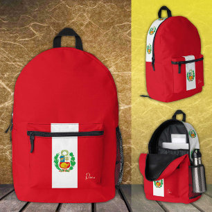 Peru, Red backpack, Peruvian Flag / patriotic Printed Backpack