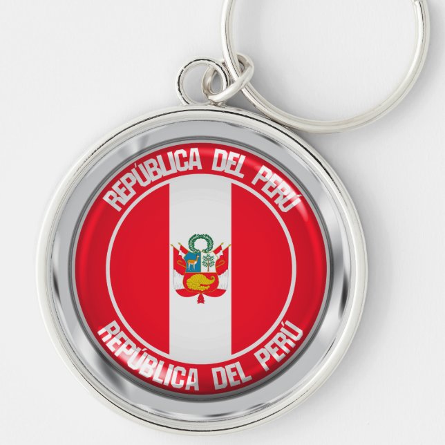 Peru Round Emblem Key Ring (Front)