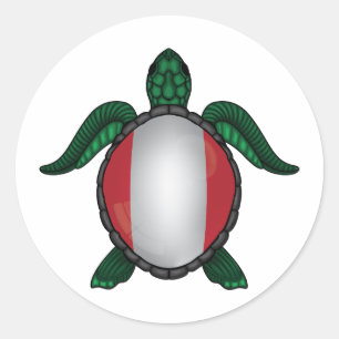 Peru sea turtle flag classic round sticker
