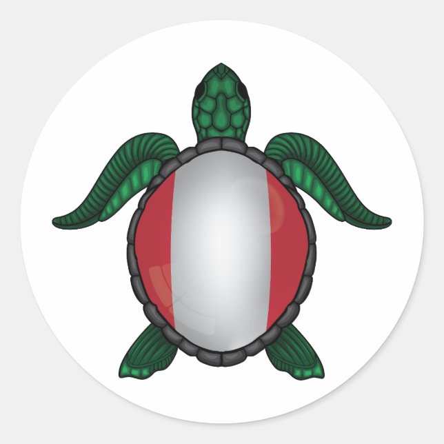 Peru sea turtle flag classic round sticker (Front)