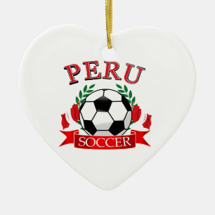 Peru soccer ball designs ceramic ornament