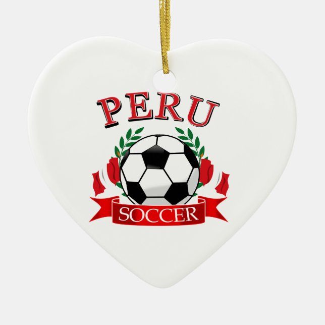 Peru soccer ball designs ceramic ornament (Front)