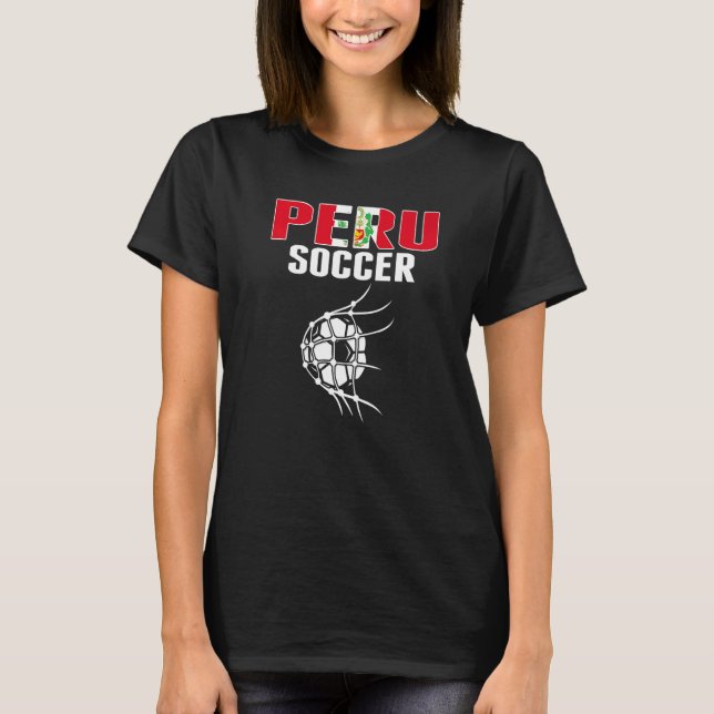 Peru Soccer Ball In Net Goal  Peruvian Football Su T-Shirt (Front)