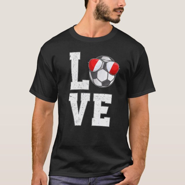 Peru Soccer Love Peruvian Fan Flag   T-Shirt (Front)