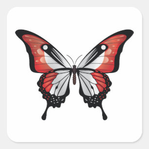Peru Swallowtail Butterfly Flag Square Sticker