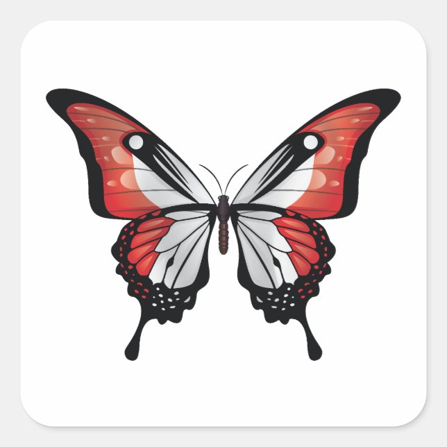 Peru Swallowtail Butterfly Flag Square Sticker (Front)