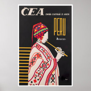 Peru Travel Poster Vintage Peruvian Art Printative