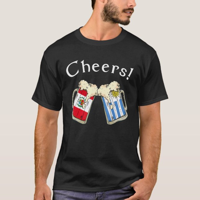 Peru Uruguay Flag Cheers Beer Grown Patriot Countr T-Shirt (Front)