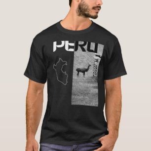 Peru Vibes Llama Style Cute Black and White Illust T-Shirt