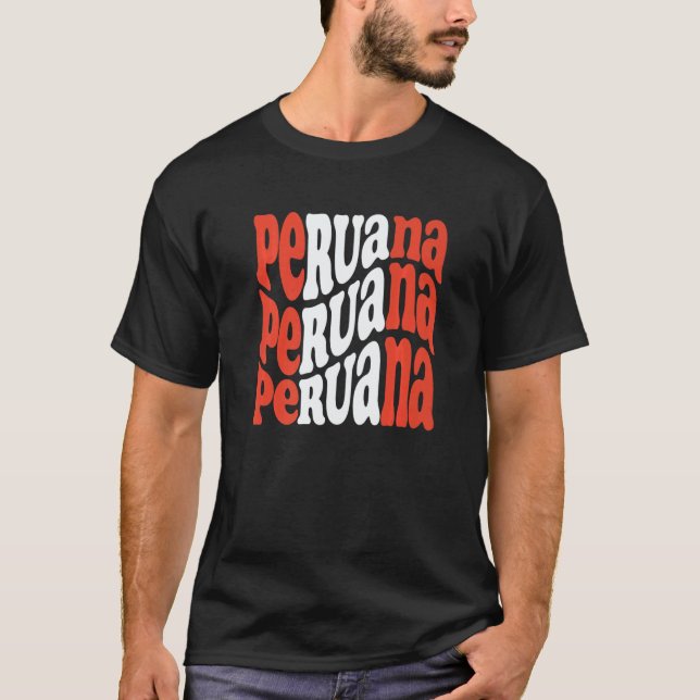 Peruana Retro Groovy Letter Text Women from Peru P T-Shirt (Front)