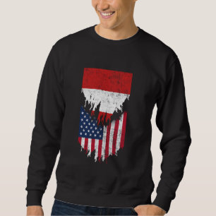 Peruvian American Flags Ripped Torn Peru Sweatshirt