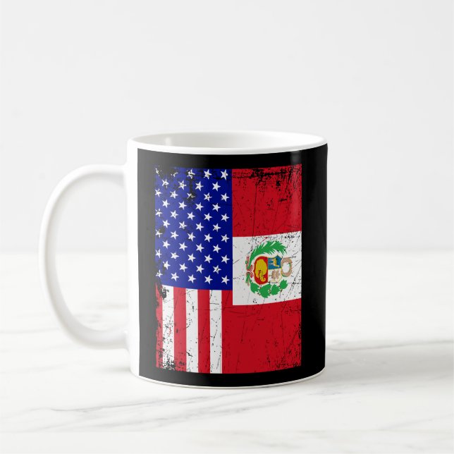 Peruvian American Half Peru Half Usa Flag Proud Coffee Mug (Left)