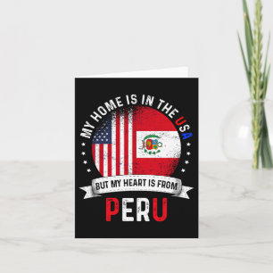 Peruvian American Patriot Heart Is From Peru Flag  Card