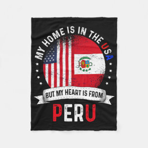 Peruvian American Patriot Heart Is From Peru Flag Fleece Blanket