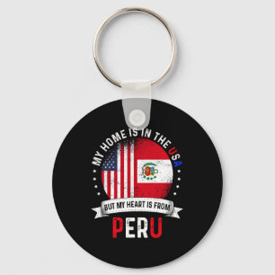 Peruvian American Patriot Heart Is From Peru Flag Key Ring