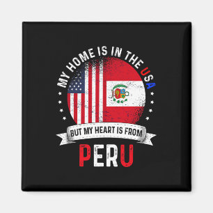 Peruvian American Patriot Heart Is From Peru Flag Magnet