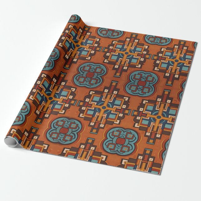 Peruvian Andean Spirit: Chakana Essence Wrapping Paper (Unrolled)