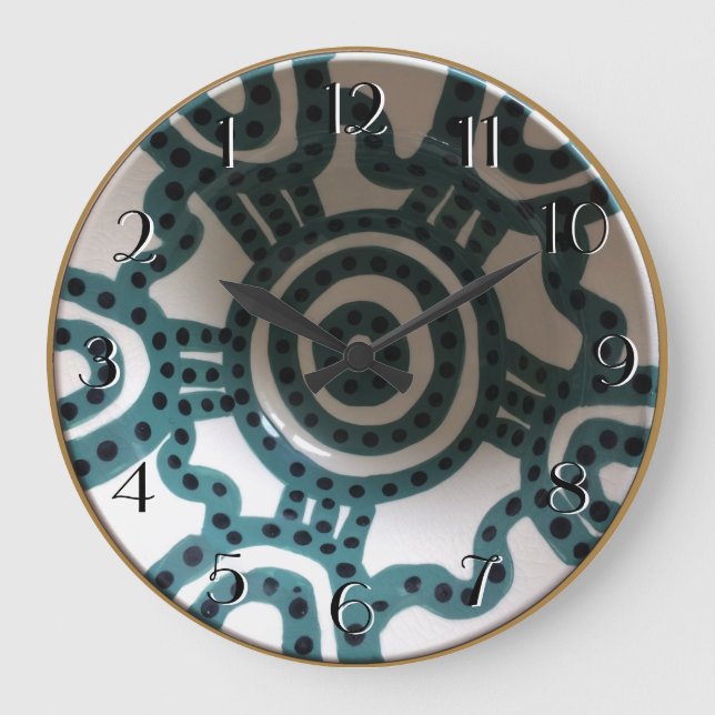 Peruvian Bowl Turquoise Backwards Clock (Front)