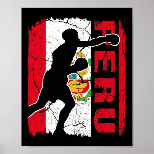 Peruvian Boxing Team Peru Flag Boxing Gloves  Poster (Front)