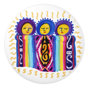 Peruvian Dolls Ceramic Knob