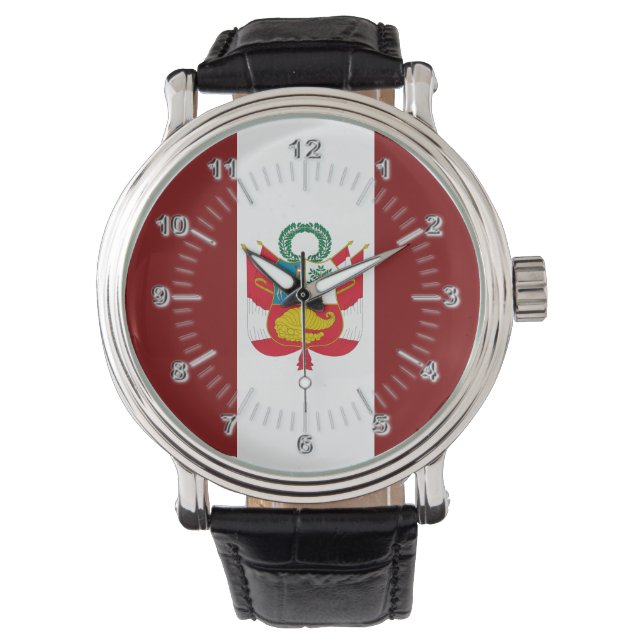 Peruvian flag-coat of arms      watch (Front)