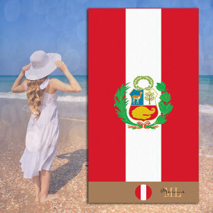 Peruvian flag & Peru monogrammed / beach towel