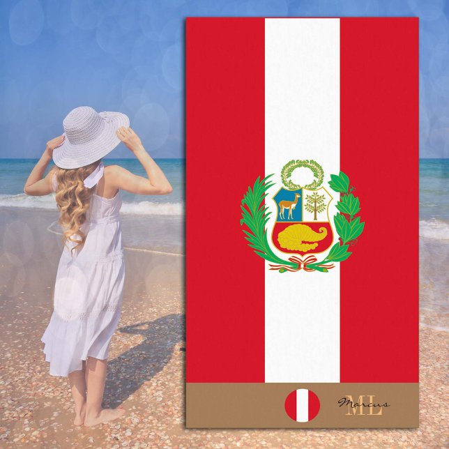 Peruvian flag & Peru monogrammed / beach towel (Creator Uploaded)