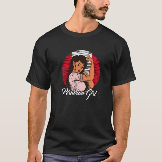 Peruvian Flag Peru Peruvian Girl   T-Shirt (Front)