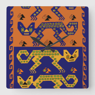 Peruvian Inca Panther Wall Clock - Tribal Cats