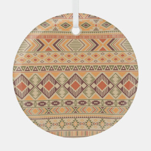Peruvian Indian: Tribal Geometric Seamless Glass Tree Decoration