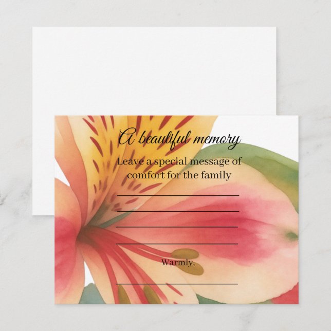 Peruvian lily memorial message card (Front/Back)