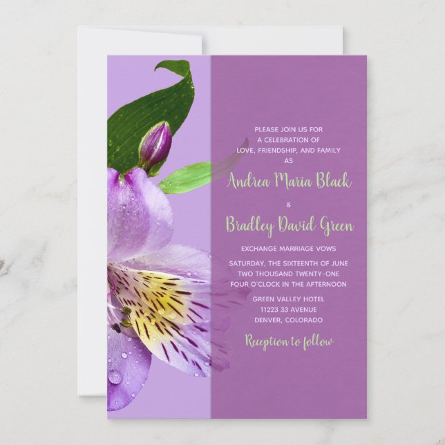Peruvian Lily Wedding Invitation (Front)