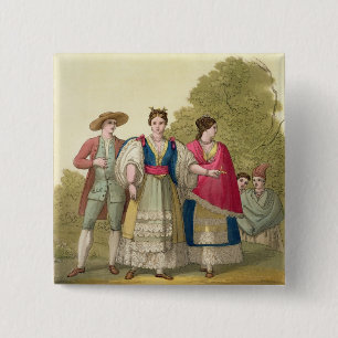 Peruvian Men and Women in Traditional Costume (col 15 Cm Square Badge