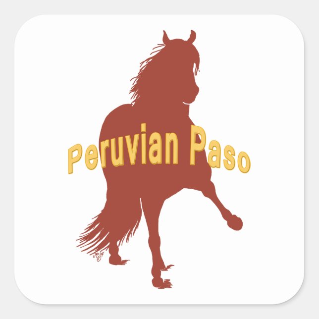 Peruvian Paso Horse Rust Silhouette Square Sticker (Front)