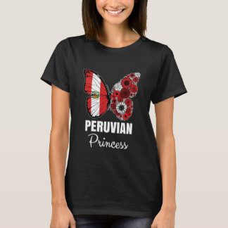 Peruvian Princess Butterfly Roots Perú Pride Peru  T-Shirt