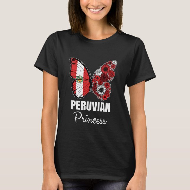 Peruvian Princess Butterfly Roots Perú Pride Peru  T-Shirt (Front)