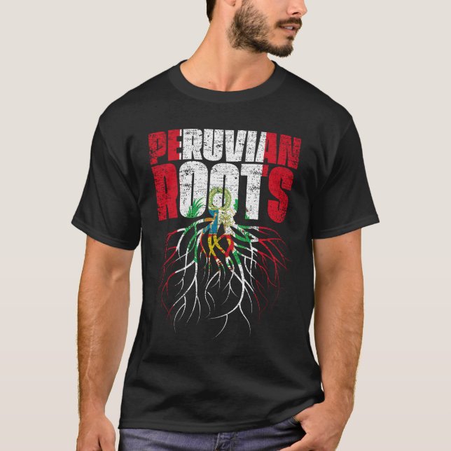 Peruvian Roots Peru Heritage Flag T-Shirt (Front)