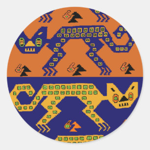 Peruvian Tribal Cats Classic Round Sticker