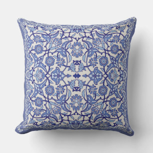 Perwinkle Blue White Patterned Cushion