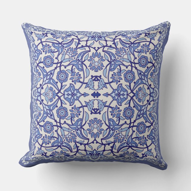 Perwinkle Blue White Patterned Cushion (Front)