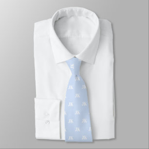 Perwinkle White Monogram Initials Pattern Neck Tie