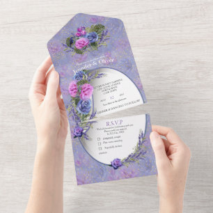 Pery Peri Watercolor Roses & Tulips  All In One In Invitation
